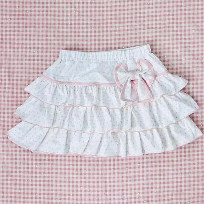 Harajuku Girls Lolita Mini Skirt Y2K Women Japanese Style Bow Pleated Skirts Cute Sweet Dot Ruffles Cake Layered Skirts Gift