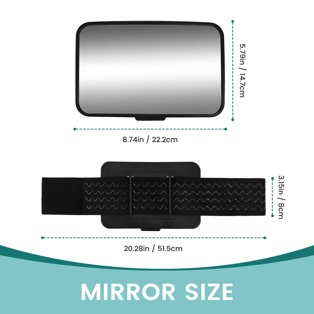 Baby Car Mirror, Shatterproof Rearview Safety Monitor for Infant, Universal Fit for Car Headrests with Non-Slip Strap