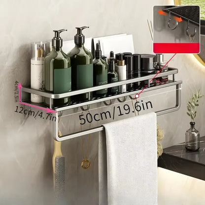 Shower Shelf No Drill Wall Mount with Removable Hook Self-Adhesive Quick Drain Shelf for Bathroom and Kitchen Bathroom Shelf
