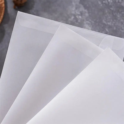 50Pcs/Pack Simple Semi-Transparent Vellum Paper Envelopes Matte Frosted for Postcards Greeting Cards Wedding Invitations
