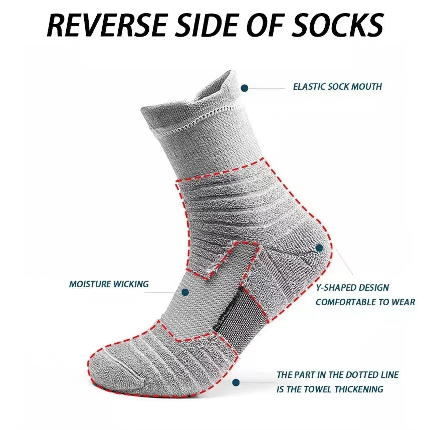 6/3/1 Pairs Men's Compression Socks Breathable Basketball Sports Cycling Socks Moisture Wicking High Elastic Tube Socks
