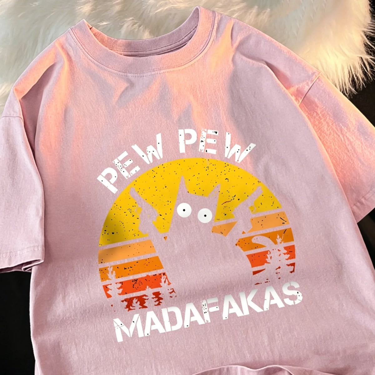 Pew Pew Madafakas Cat With Two Guns T-Shirts Man Street Summer Short Sleeve Harajuku Cotton Tshirt Oversized Breathable Tops