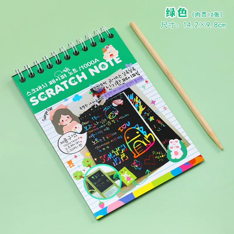 Magic Scratch Art Notebook for Kids DIY Rainbow Drawing Pad Book No-Mess Art Classroom Craft Activity Birthday Favor Gift Set