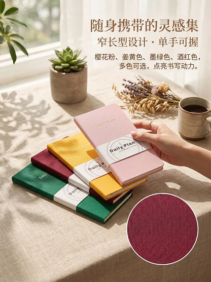 Undated Weekly Fabric A6 Journal - Portable Pocket-Sized Planner for Notes, Goals & Daily Flow Linen Weeks Planning System
