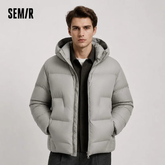 Semir Down Jacket Men Loose Hooded Puffer Three-Resistant Outerwear Heat-Generating Anti-Static 2026 New Winter Men's Wear
