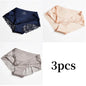 3pcs Lace Women's Panties French Seamless Underwear Female Ice Silk Briefs Solid Color Breathable Underpants Lingerie
