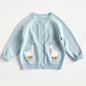 Baby Girls Embroidery Sweater Cardigan Autumn Fashion Cotton Floral Collar Kids Knitted Cardigan Rabbit Coat Outerwear Korean