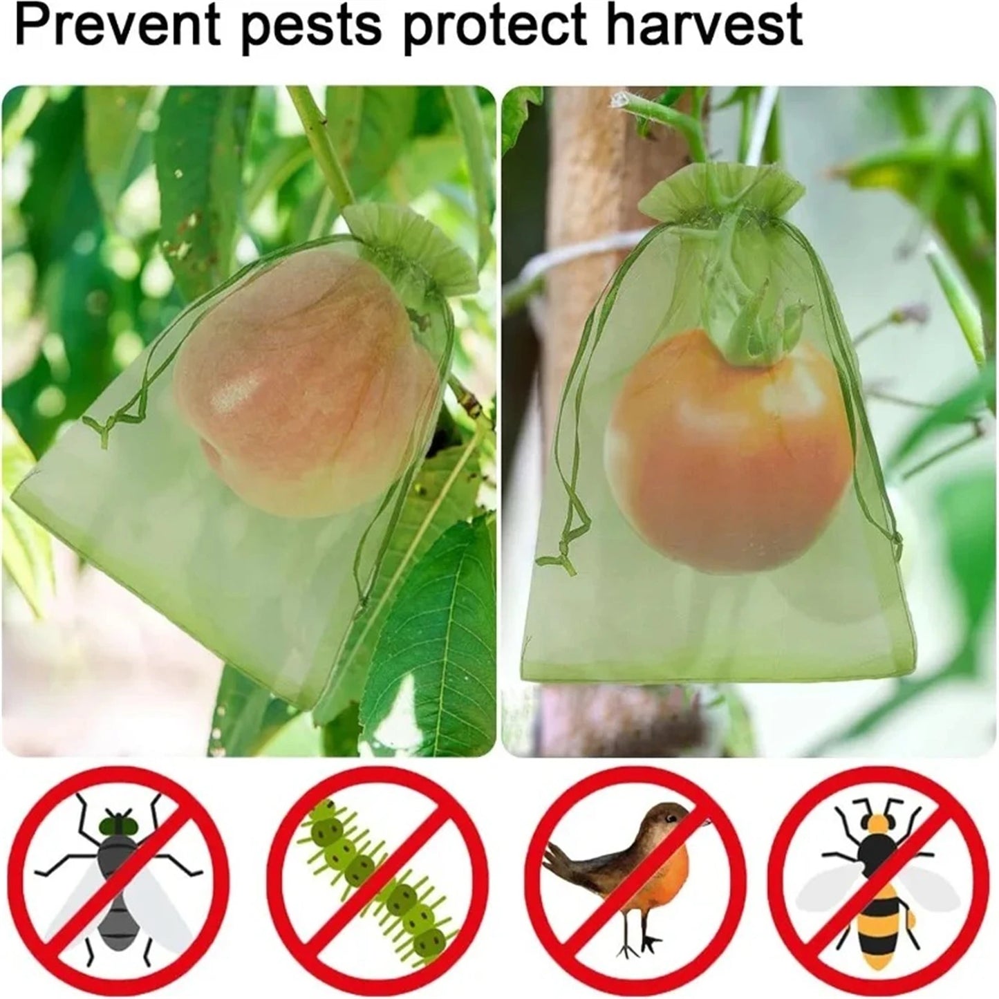 Reusable Drawstring Plant Protection Net Bags Garden Pest Proof Cover For Fruit Trees Vegetables Grapes Strawberries Berries