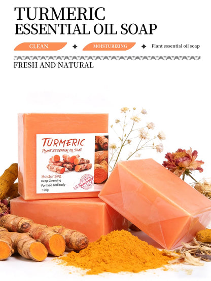 100g Pure Natural Turmeric Soap, Essential Oil Soap, Handmade Soap for Cleansing, Bathing, Deep Cleansing, Skincare, Moisturizin