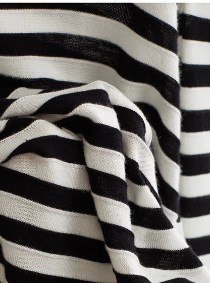 Classic Striped Long Sleeve T-Shirt Casual Versatile Knitted Pullover Top for Women 2026 Spring New Style