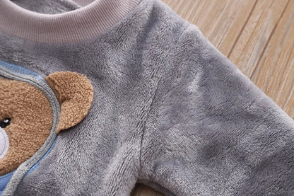 Baby Boy Winter Sets Plush Hooded Jacket 2pcs Children's Casual Outfit Suits Kids Arctic Velvet Tracksuit Toddler Girl Clothing