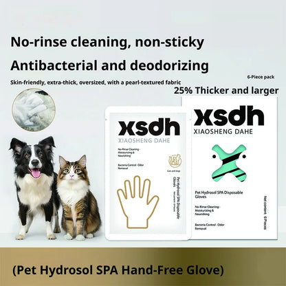 No-Rinse Pet Cleaning Gloves, Disposable SPA Wipes for Dogs & Cats, Deodorizing