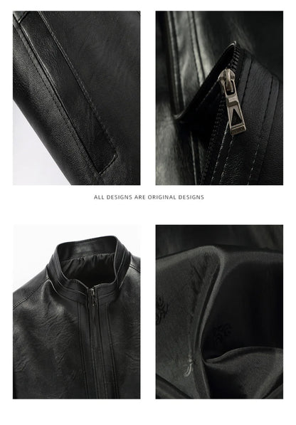 Winter Fur Leather Jacket Men Genuine Leather 2025 New Mandarin Collar Sheepskin Coat Male Leather Jacket Motorcycle Clothing