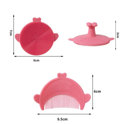 New Baby Hair Comb Accessories Cartoon Cute Comb Infant Bathing Soft Comb Newborn Hair Cleaning Supplies Silicon Head Massage