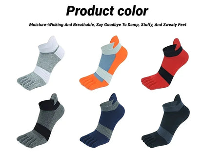 Man Toe Sport Socks Mesh Business Sweat-Absorbing Shallow Mouth Striped Fitness Travel 5 Finger Ankle Cotton Men