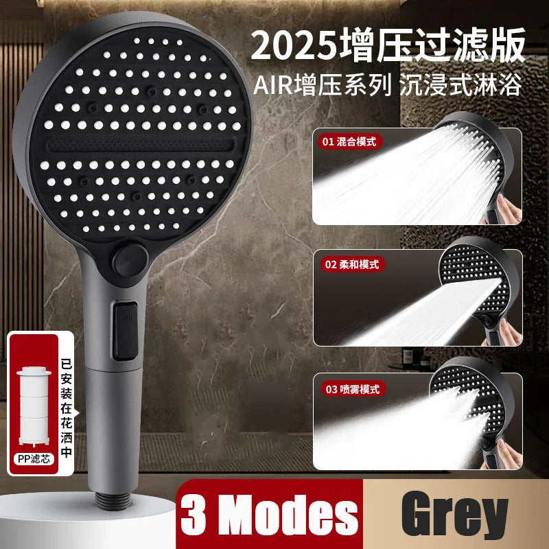 13CM Large Panel Shower 3 Modes Shower Head High Pressure Water Massage Shower Head Set with Cartridge Bathroom Accessories