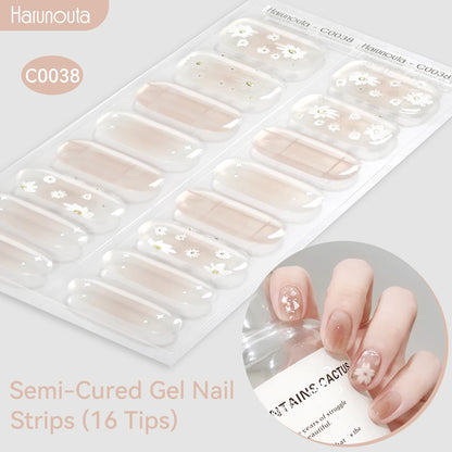 Gradient Auroras Semi Cured Gel Nail Strips Sparkly Shinning DIY Gel Polish Stickers for Nails Works with UV/LED Nail Lamps