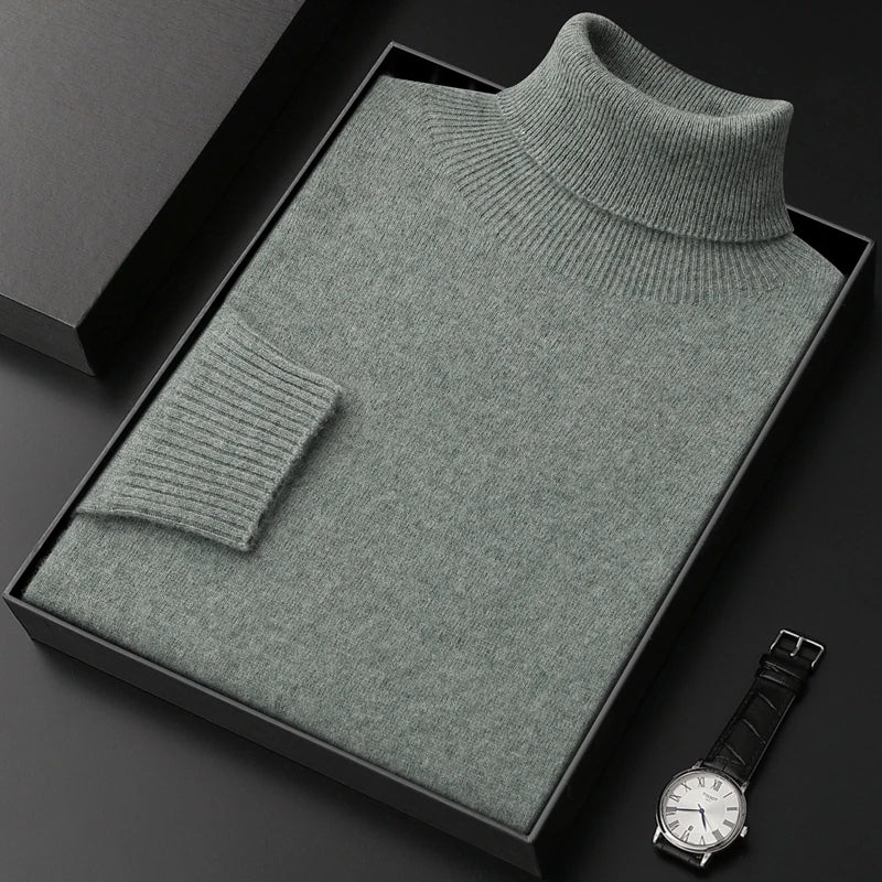 Men's Turtleneck 100% Cashmere Sweater Autumn Winter Basic Long Sleeve Pullover Cashmere Knitwear Soft Warm Comfy Clothing
