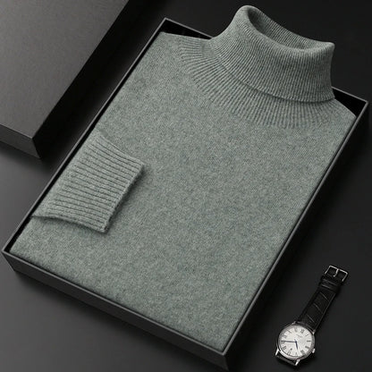 Men's Turtleneck 100% Cashmere Sweater Autumn Winter Basic Long Sleeve Pullover Cashmere Knitwear Soft Warm Comfy Clothing