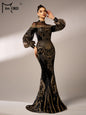 Missord New Black Round Neck Sequin Geometric Cocktail Evening Gown Formal Occasion Wedding Birthday Party National Style Dress