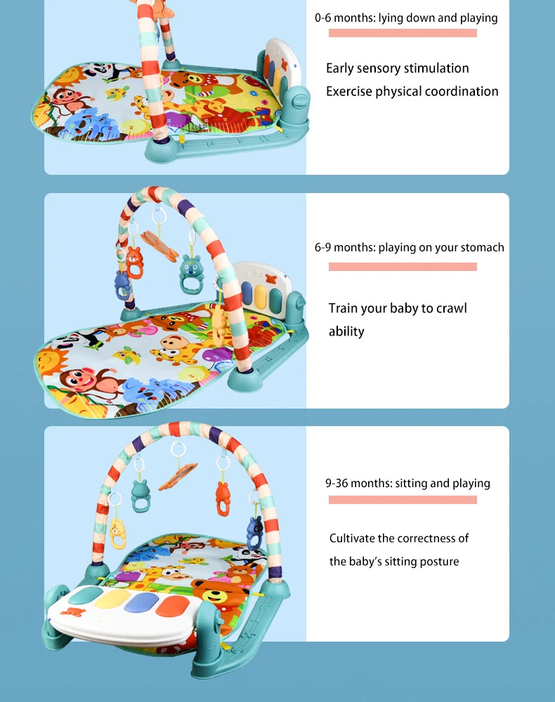 Multifunctional Fitness Frame Baby Activity Gym Play Mat Musical Rack Kid Infant Educational Crawling Carpet Toy Children Gift