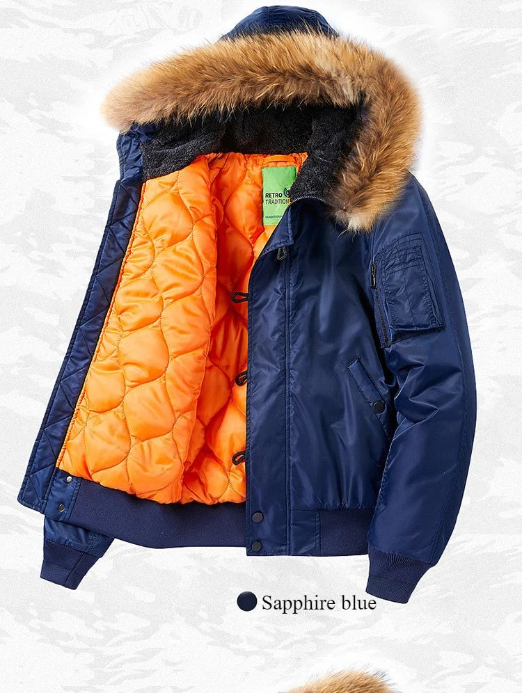 Pilot Men's jackets Thicken Winter Jacket Padding Man Down Jacket Coat Parkas Outdoor Fur Hooded Cotton Padded Jacket HXY0257