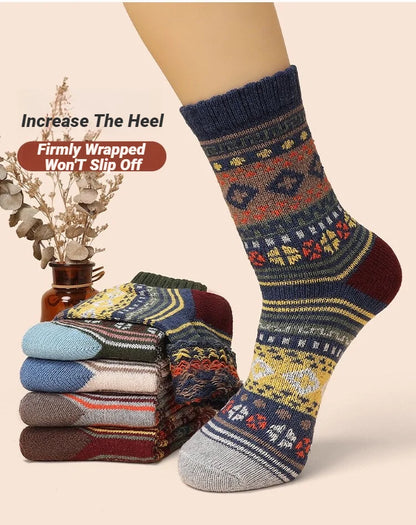 5 Pairs Winter Men's Socks Thicken Sheep's Wool Socks Warm Men Retro Style Colorful Fashion Man Socks For Snow boots