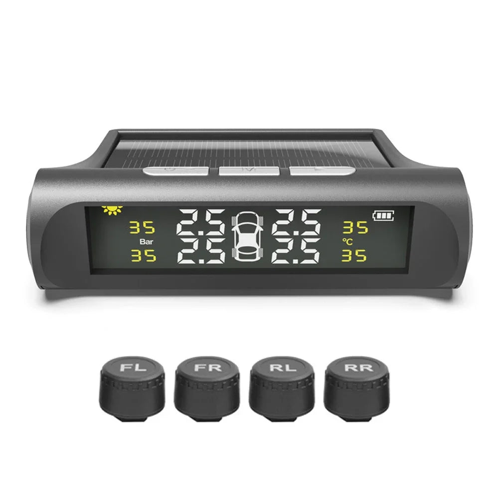 Solar Auto Security Alarm Systems Power TPMS Car Tire Pressure Alarm Monitor System Tyre Pressure Temperature Warning