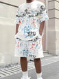 Hot Selling Men's Breathable Casual Short-Sleeved Shorts Set 3D Printed Outdoor Urban Street Top Shorts Casual Two-Piece Set
