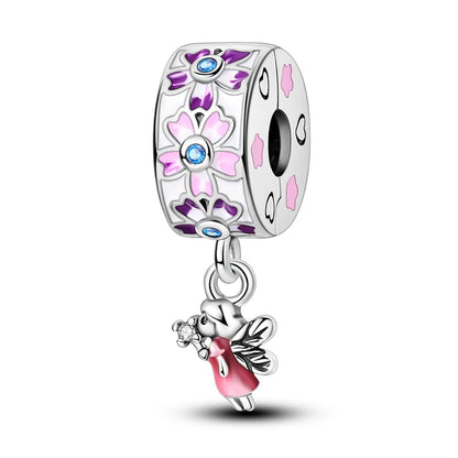 Original 925 Sterling Silver Charm Beads Clover Sunflower Tulip Carnation Pendant For Women Jewelry Fashion Gift