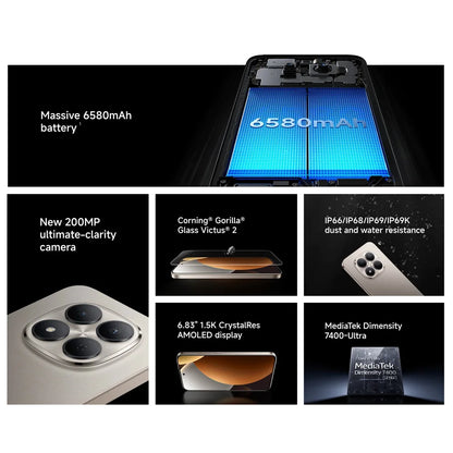 Xiaomi Redmi Note 15 Pro 5G Smartphone, NFC MTK Dimensity 7400-Ultra 6.83" 120Hz Display 200MP Camera 45W Charge Battery 6580mah