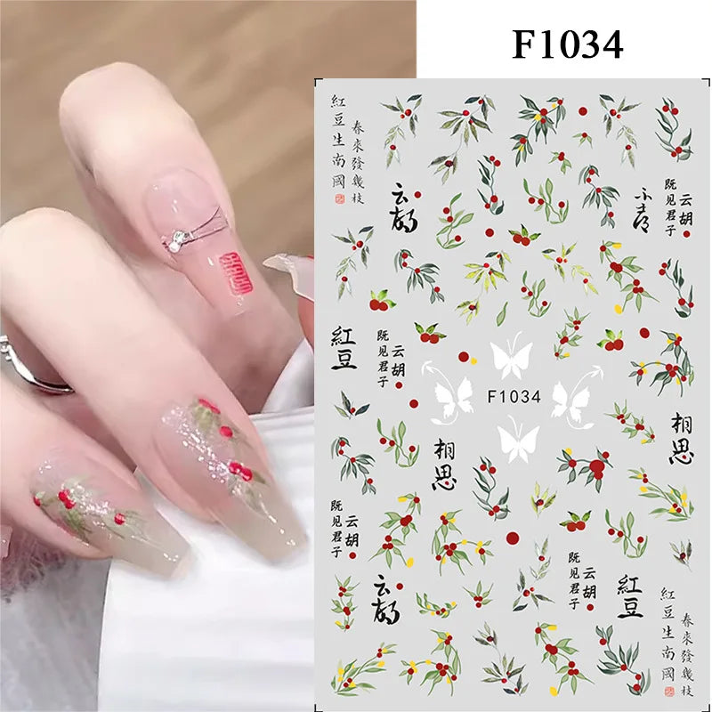 1PCS Marbled Nail Sticker 3D Abstract Lines Sticker Nail Art Supplies Nail Decals Y2K Laser Butterfly Ladies Nail Art Decoration