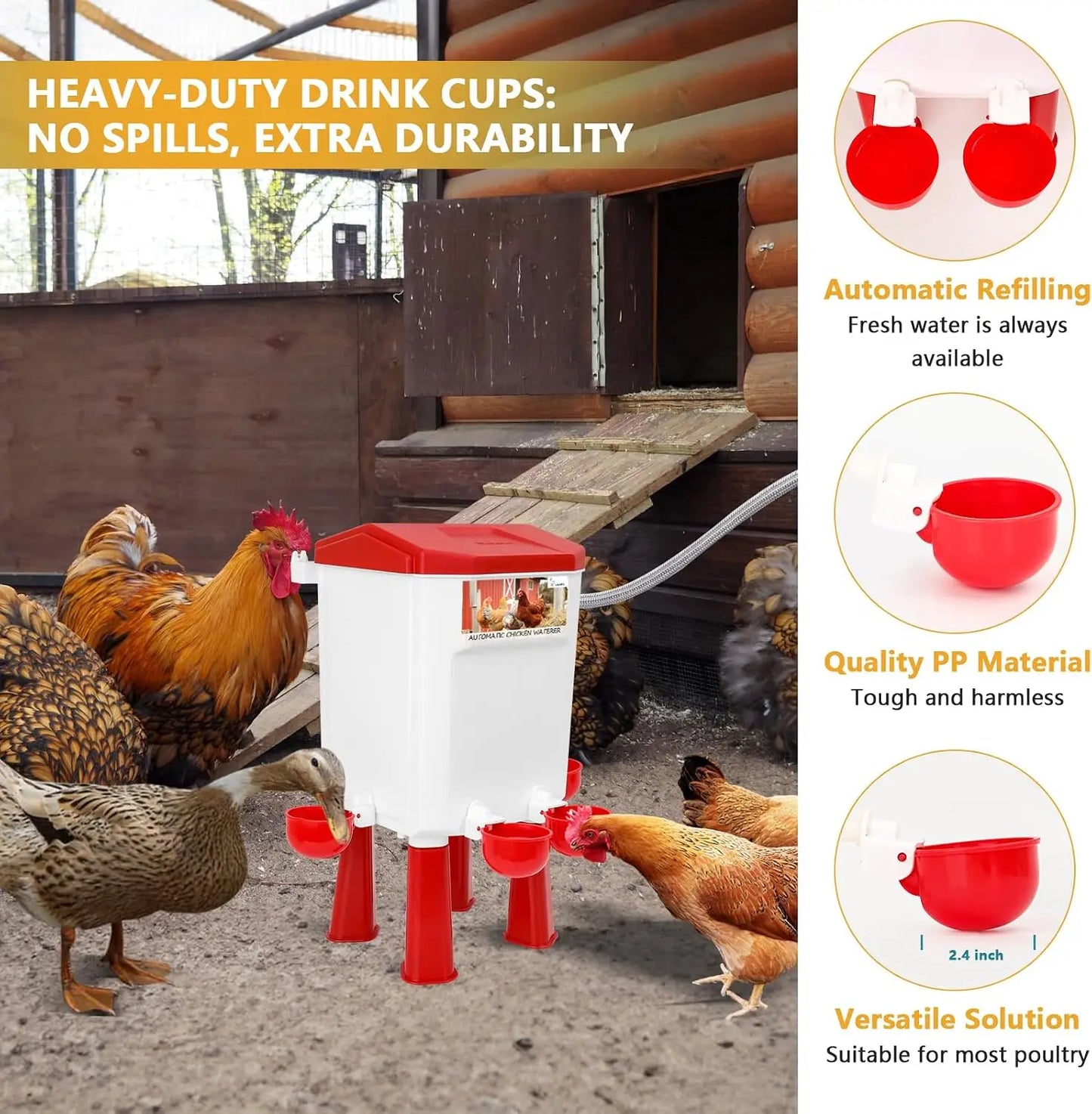 Chicken Drinking Bowl Drinking Water Quail Poultry Automatic Water Dispenser Duck and Pigeon Free Range Chicken Farm Supplies
