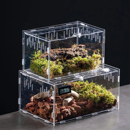 Acrylic Transparent Reptile Terrarium Breeding Box Turtle Cage Nano Arboreal Tarantula Enclosure Dearded Dragon Reptiles Habitat