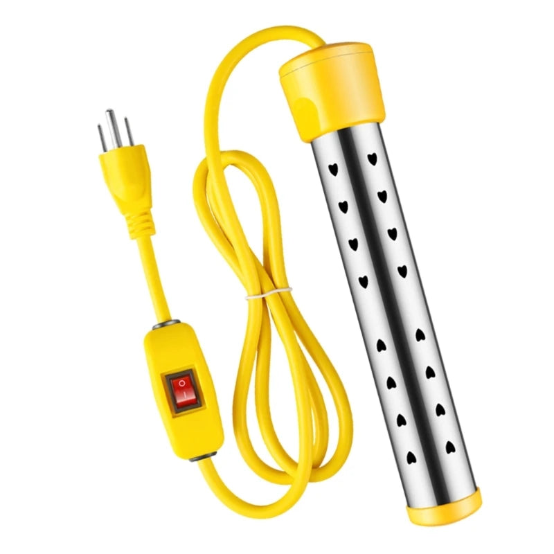 Fast Acting Heater 1500W Electric Water Heater Stainless Steel Texture Home and Office Travel Heater Suitable for Pools