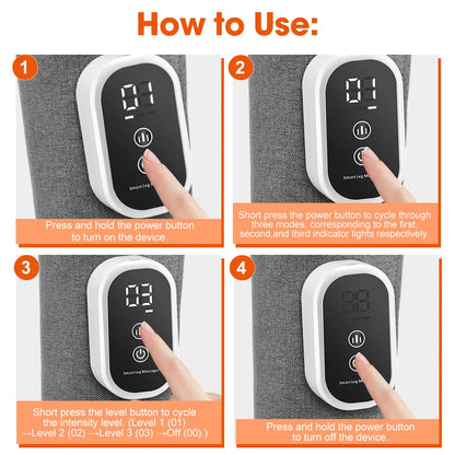 Eletric Air Pressure Calf Massager 3 Level Airbag Compression Wireless Massage Foot Leg Muscle Blood Circulation Relieve Fatigue
