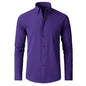 Men's long-sleeved shirt made of elastic fabric, wash-and-wear wrinkle-resistant business casual, silky smooth, pure color shirt