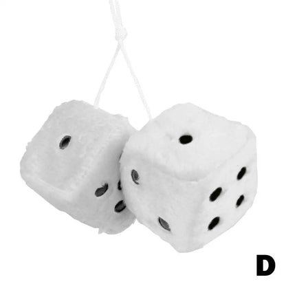 2pcs Big Long Hair Hot Stamping Dot Dice Plush Toy Cube Pendant Car Ornament Sieve Anime Car Decoration Accessories Auto Pendant