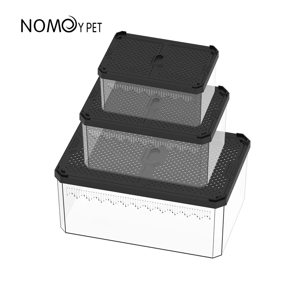 NOMOY Magnetic Sliding Lid Reptile Enclosure - Dual Opening Critter Cage for Crested Geckos, Frogs, Lizards, Snakes & Silkworms