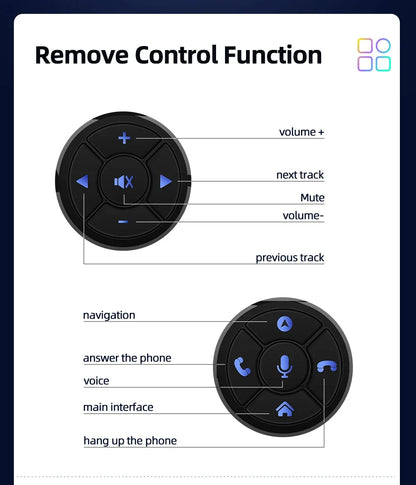 Junsun Universal Car Wireless Steering Wheel Control Button for for Android Autoradio 10 Key Functions Controller With LED Light