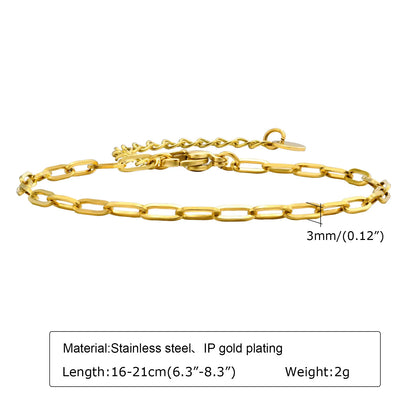 Non Tarnish Stainless Steel Bracelet Gold Plated Stackable for Women, Thin Herringbone Chain Bracelet Waterproof Jewelry Gift