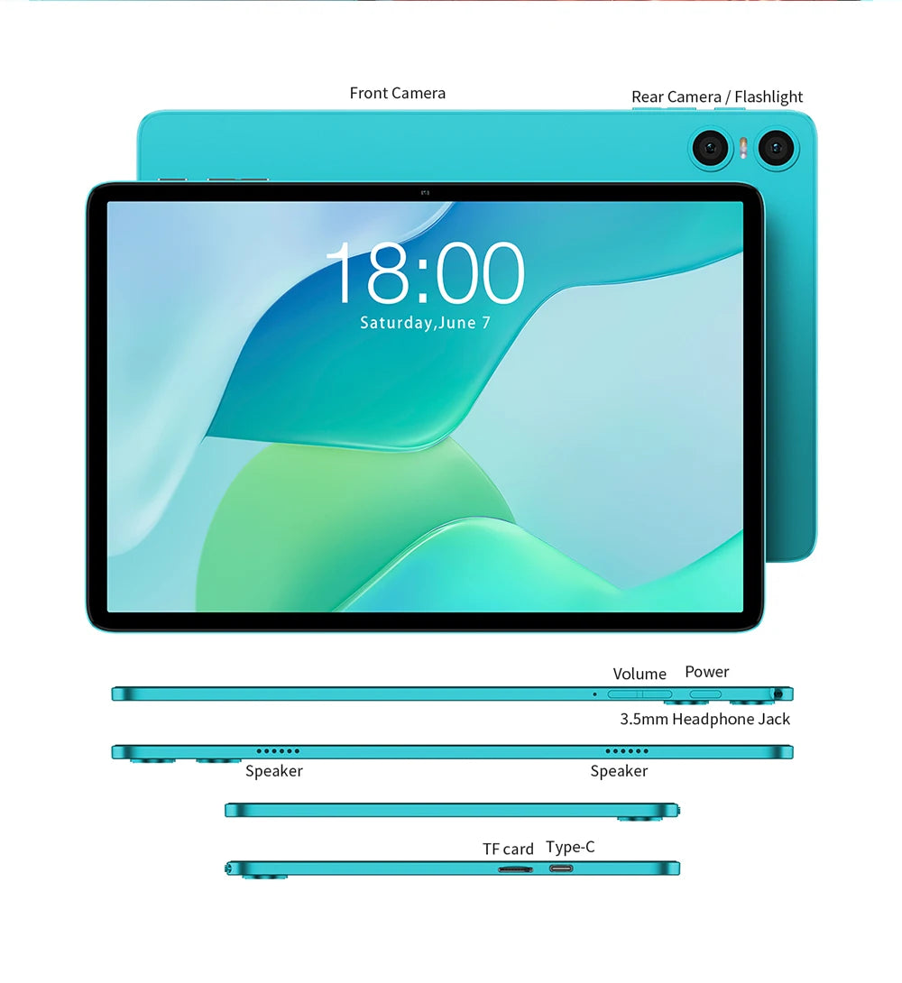 Teclast P33 10.1 Inch Tablet, Android 15, Max 9Gb Ram 64Gb Rom, Wifi 6, 6000Mah Type-C, Dual Camera, Metal Body, Allwinner A333