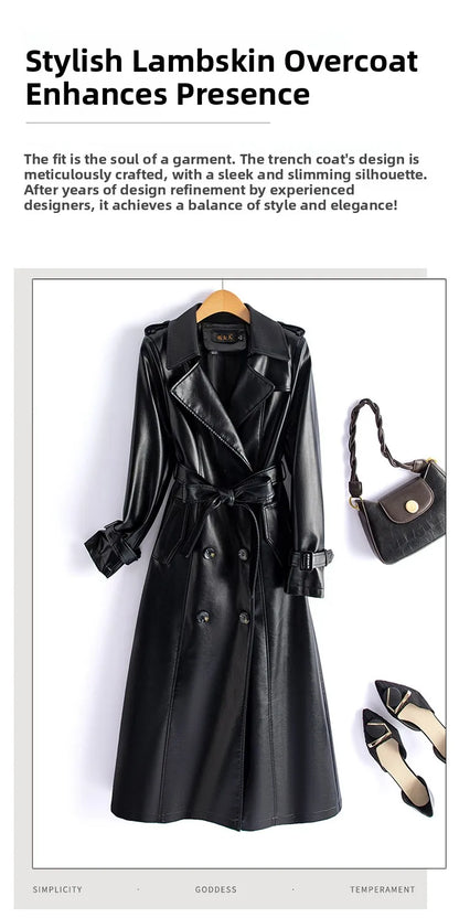 Real Leather Sheepskin Coat Women's Mid-Length Stylish Slimming Autumn Winter New Korean Style Coat Over-Knee Outerwear