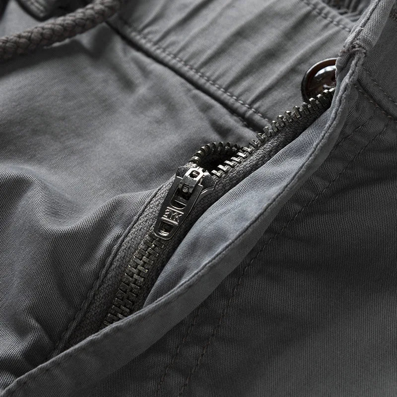 New Summer Men Cotton Multi pockets Cargo Shorts Jogger Loose Pants Man Casual Tooling Shorts Quality Male Shorts Pants NO Belts