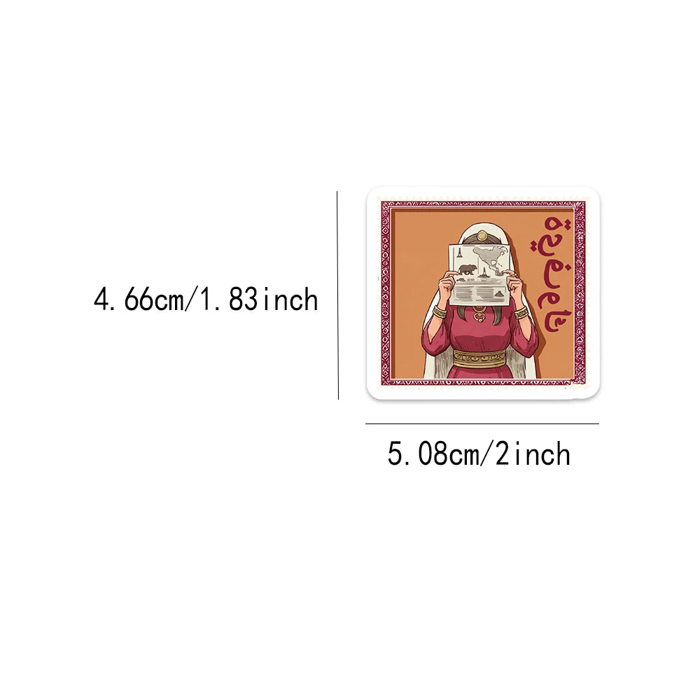 50PCS Arabic Aesthetic Stamps Fun Decoration DIY Stickers Phone Cases Notebook Water Cups Luggage Decoration Stickers