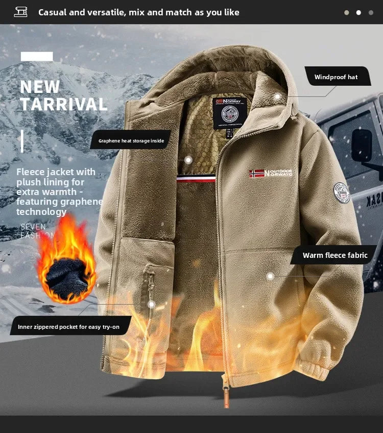 Autumn and Winter New Retro Trendy Jacket Men's Double Sided Polar Fleece Business Leisure Outdoor Couple Coat Top