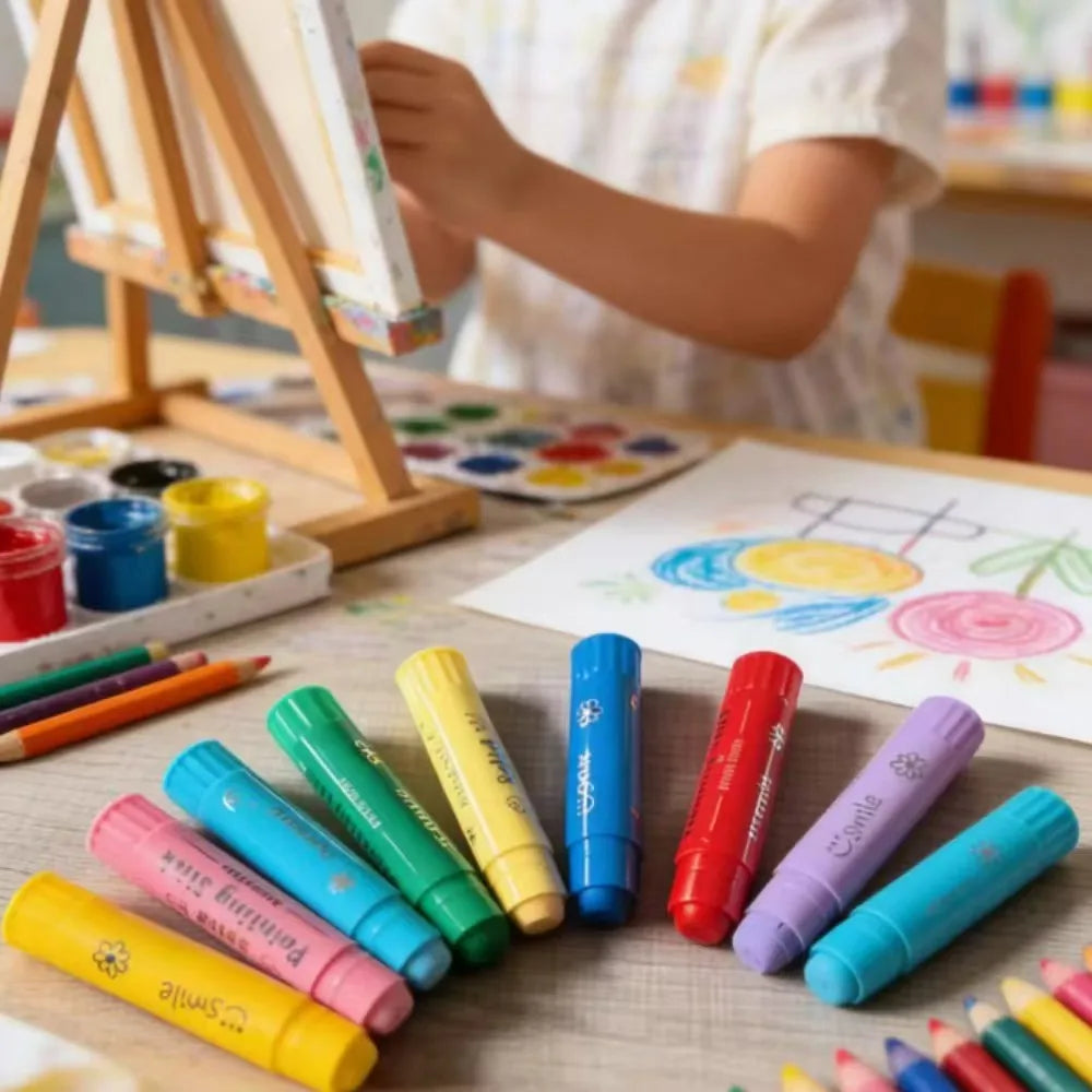 8/12 Colors Crafts Paint Sticks Color Solid Painting Stick Washable Paint Sticks Drawing Graffiti Art for Kids and Students