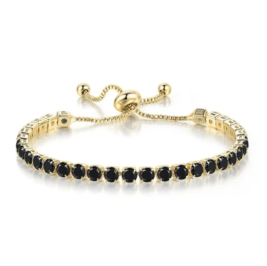 Adjustable Colorful Birthstone Tennis Bracelets for Women 4MM Crystal Bangle Female Hand Chain Trend Jewelry Accessories H133
