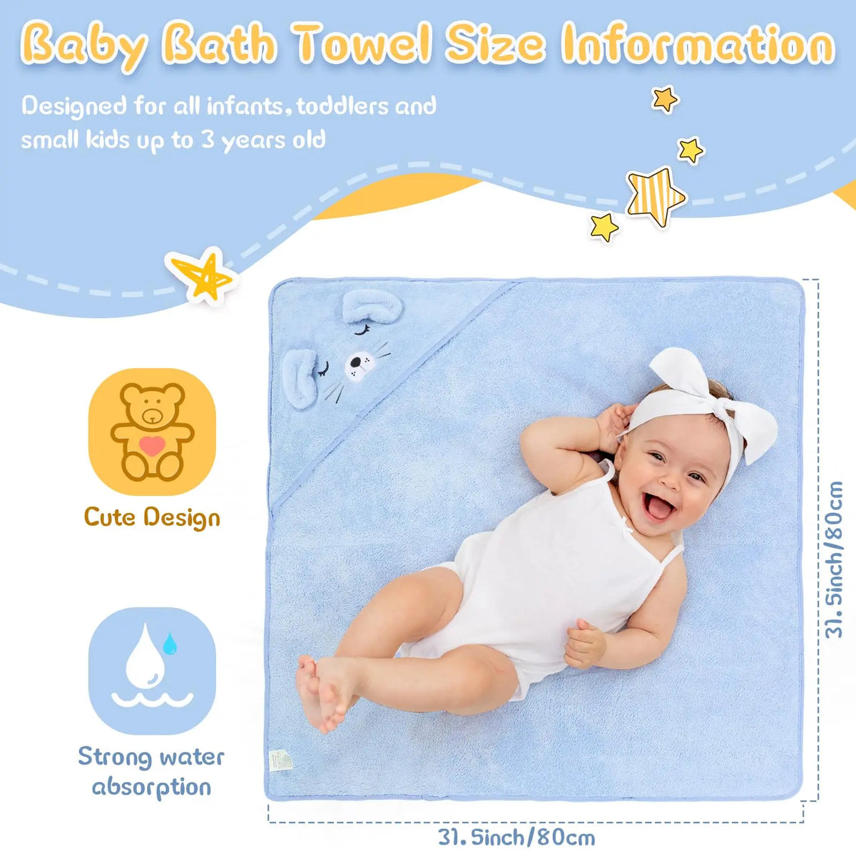 1 Cute Cartoon Animal-Shaped Multifunctional Large Towel for Infants and Toddlers, Made of Soft Coral Fleece Fabric, Polyester Material, Quick-Drying and Water-Absorbent Design, Can Be Used as a Bath Towel, Blanket, or Bathro