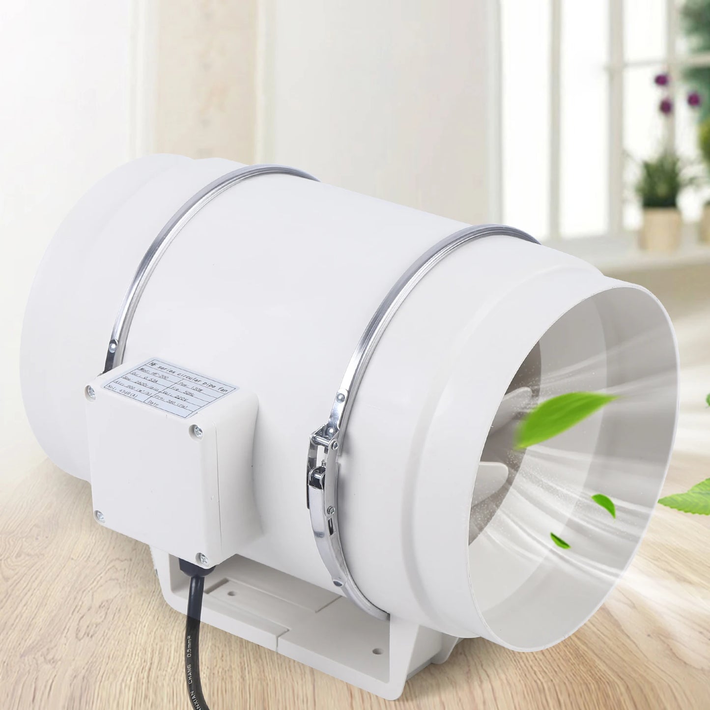 220V Exhaust Fan Silent Duct Ventilation Fan 2600RPM Duct Fan Pipe Extractor for Kitchen Bathroom Toilet (HF-100/HF-150/HF-200)
